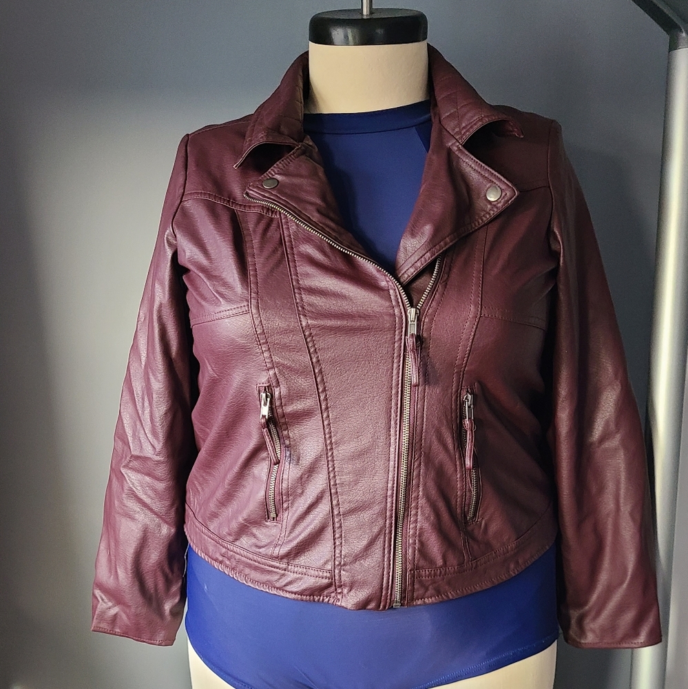 Plus Size Pleather Moto Jacket